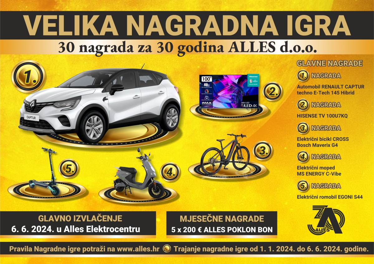Nagradna igra Alles 30 godina